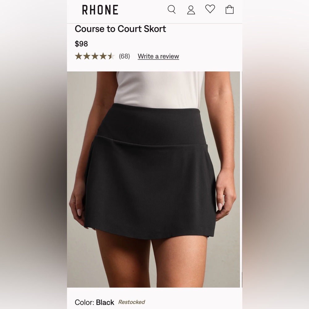 RHONE Black Course to Court Mini Skort